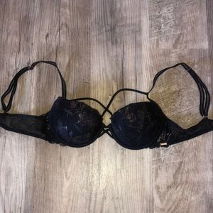PINK - Lace Front Cross Strap Bra